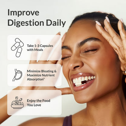 BIOptimizers MassZymes - Complete Digestive Enzymes Supplement for Gut Health - Bloating Relief for Men and Women - Lipase Amylase Bromelain Digestive Enzymes (60 Capsules)
